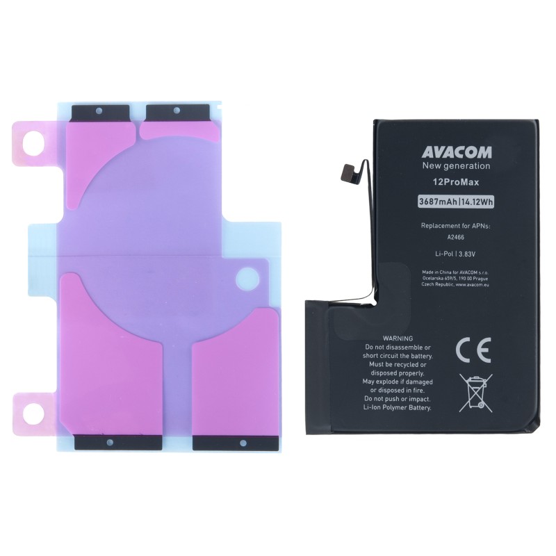 Baterie pro Apple iPhone 12 Pro Max, Li-Ion 3,83V 3687mAh (náhrada A2466)