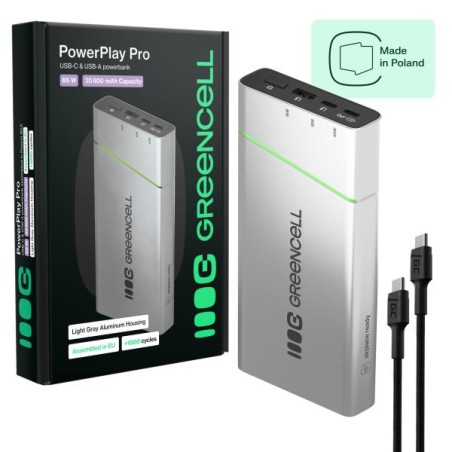 Powerbanka Greencell PowerPlay 20800mAh 65W – – rychlý, nabíjení, PD Ultra, Charge made in