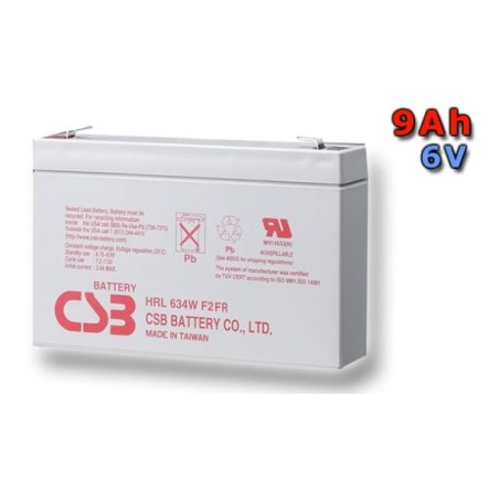 CSB olověný akumulátor HRL634WF2 6V, 9Ah, PBCS-6V009-F2AHL, Highrate, F2