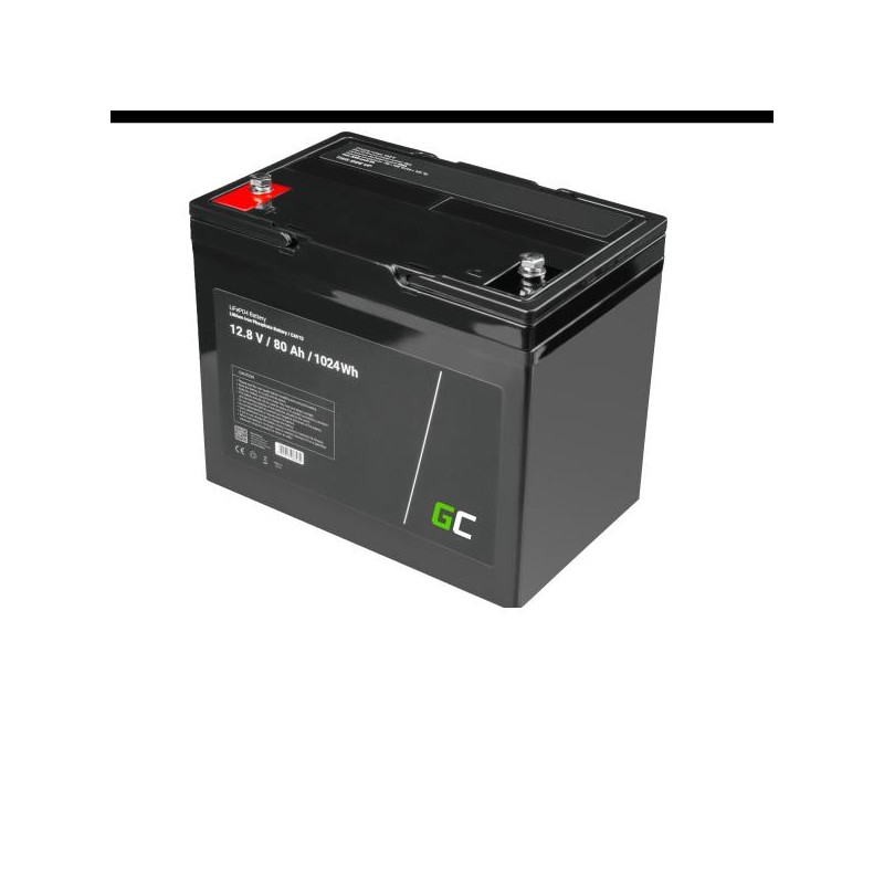 Green Cell baterie LiFePO4, 12V, 12.8V 80Ah pro fotovoltaické systémy, kempování a lodě