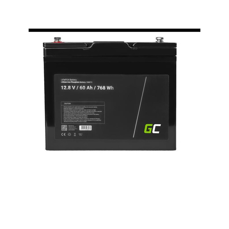 Green Cell baterie LiFePO4, 12V, 12.8V 60Ah pro fotovoltaické systémy, kempování a lodě