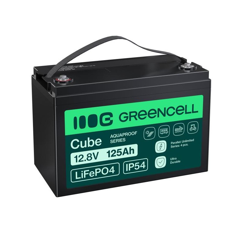 Green Cell CUBE LiFePO4 125Ah 12.8V 1600Wh lithium Iron fosfátová baterie pro, Solar, Off-Grid System, loď