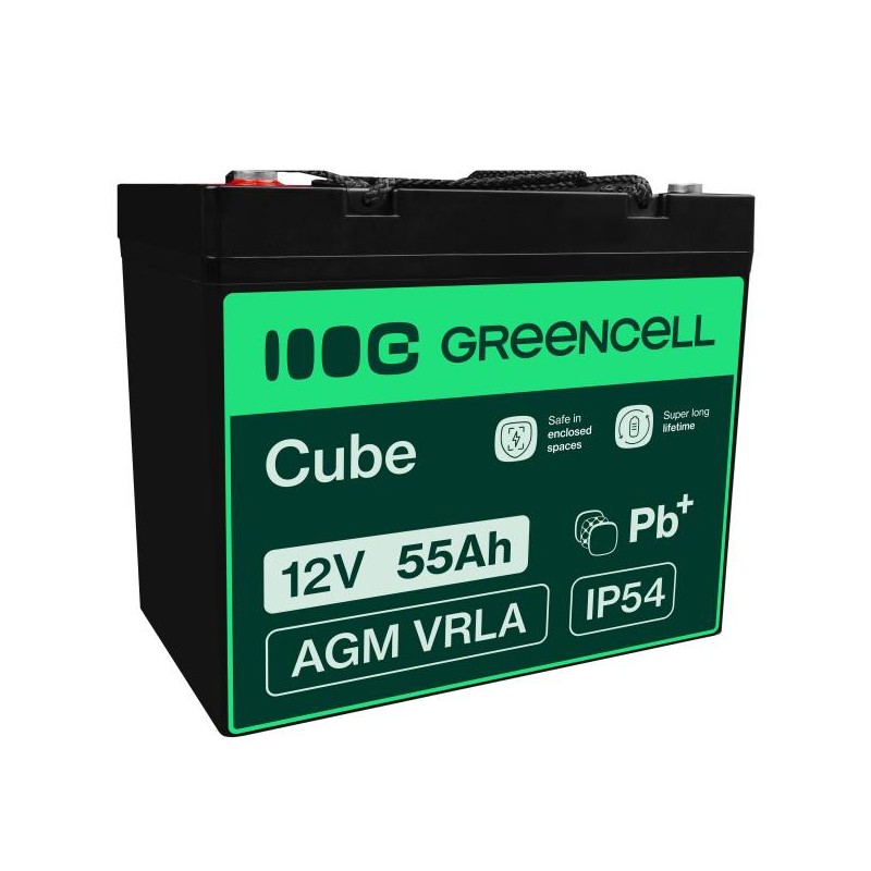 Green Cell bezúdržbová baterie AGM VRLA 12V 55Ah pro sekačky, lodě, invalidní vozíky a koloběžky