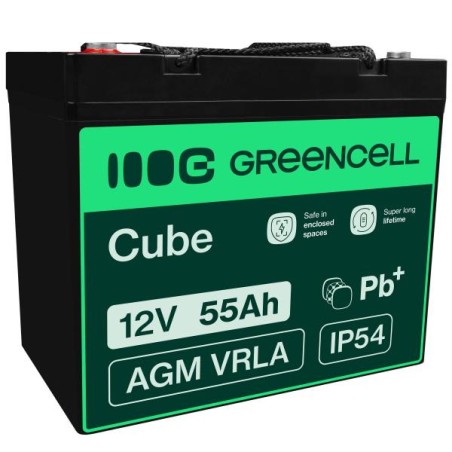 Green Cell bezúdržbová baterie AGM VRLA 12V 55Ah pro sekačky, lodě, invalidní vozíky a koloběžky