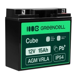 Green Cell bezúdržbová baterie AGM VRLA 12V 15Ah pro alarmové systémy, pokladny a hračky