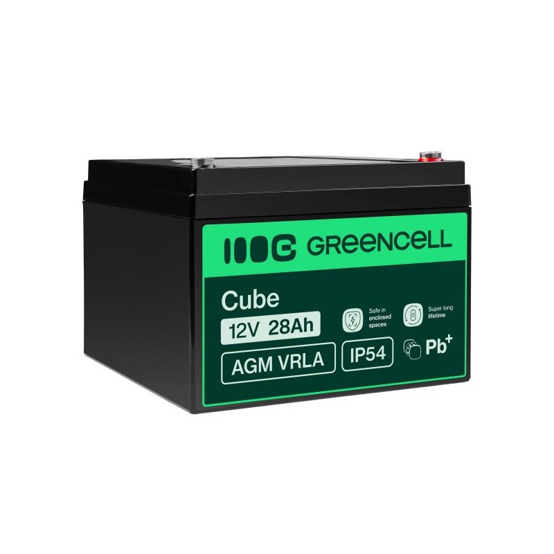 Green Cell bezúdržbová baterie AGM VRLA 12V 28Ah pro lodě, invalidní vozíky, hračky a koloběžky