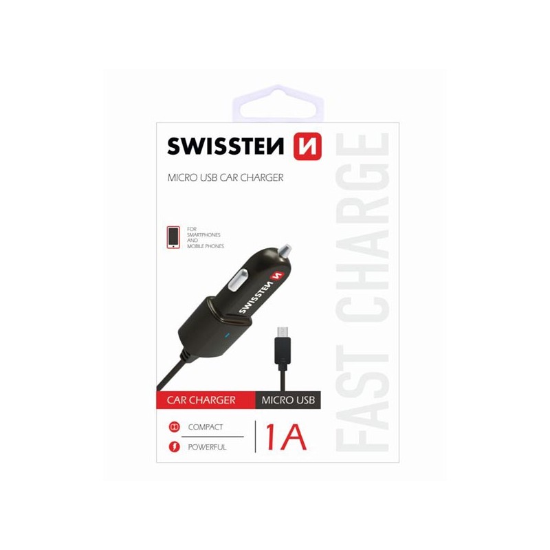 Adaptér do auta Swissten 5W, bez portu, kabel microUSB