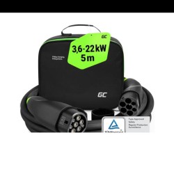 Green Cell nabíjecí kabel Snap typ 2 EV, 22 kW 5 m pro Tesla Model 3 S X Y, VW ID.3, ID.4, ID.5, Kia EV6, Audi E-Tron, Fiat 500e