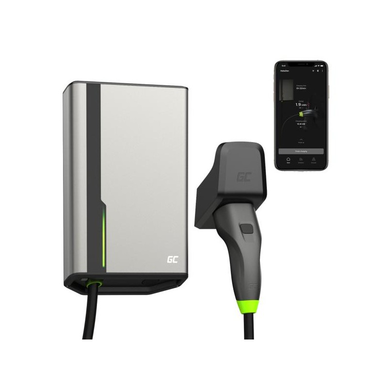Green Cell GC HabuDen Wallbox 22kW 32A 7.5m kabel Type 2 Smart EV nabíjení stanice s GC App Bluetooth WiFi