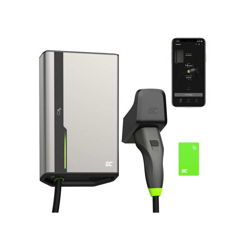 Greencell HabuDen Wallbox 22kW 32A 7.5m NFC kabel Type 2 Smart EV nabíjení stanice s GC App Bluetooth WiFi