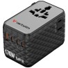 Verbatim, Cestovní adaptér Charge ,n, Travel GaN III 2x USB-C, 2X USB-A + 1x integrovaný kabel USB-C, černá, 170 W