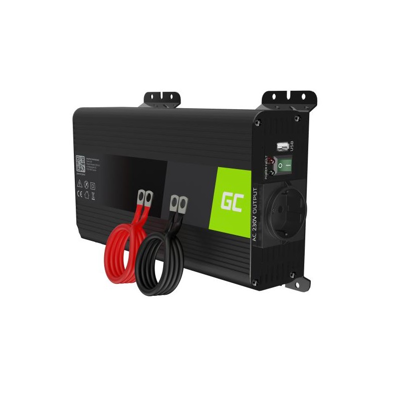Green Cell Power Inverter PRO měnič napětí z 12V na 230V, 500W/1000W, čistý sinus