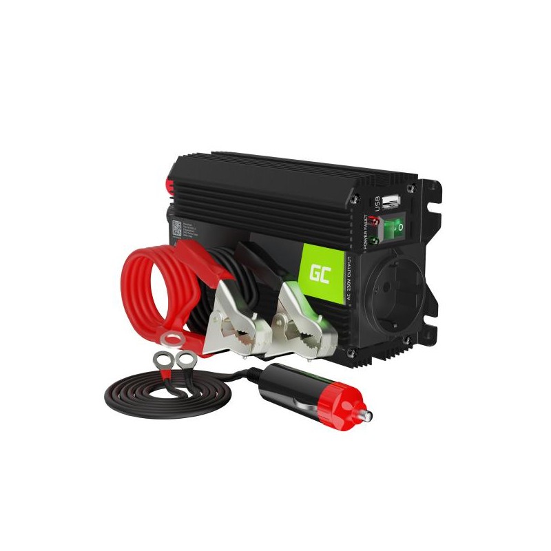 Green Cell Power Inverter PRO měnič napětí z 12V na 230V, 300W/600W, modifikovaný sinus