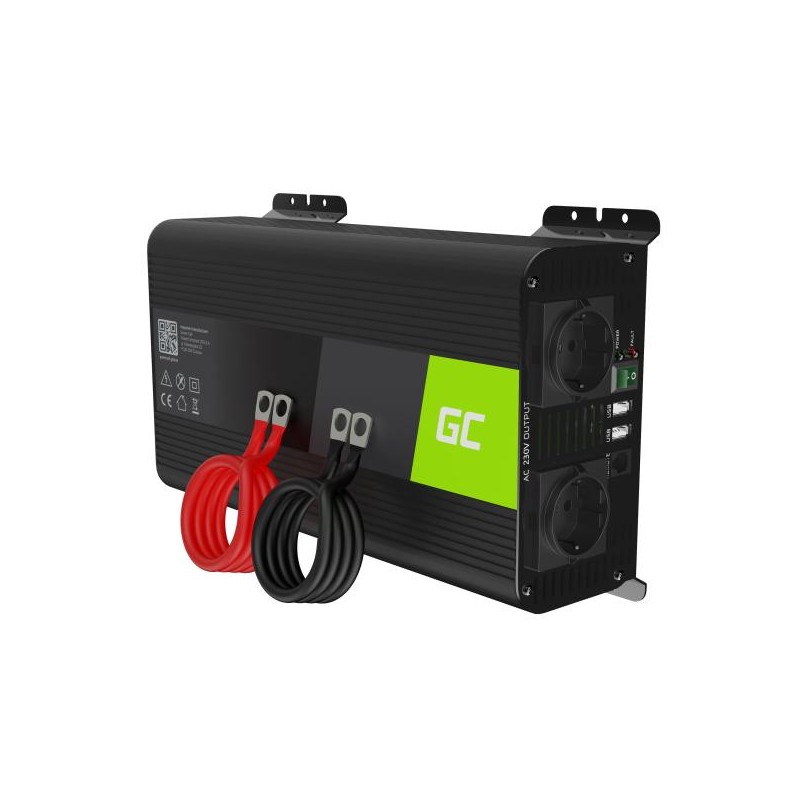 Green Cell Power Inverter PRO měnič napětí z 12V na 230V, 1000W/2000W, čistý sinus