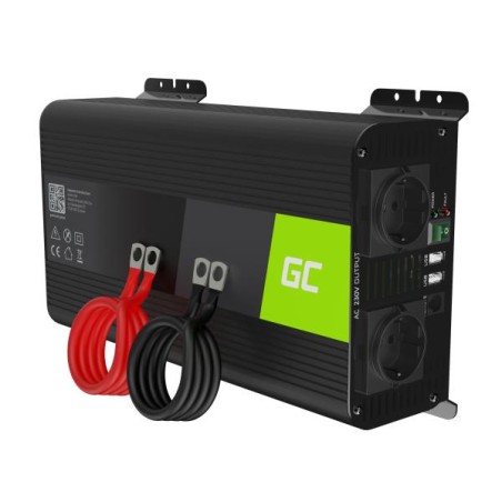 Green Cell Power Inverter PRO měnič napětí z 12V na 230V, 1000W/2000W, čistý sinus