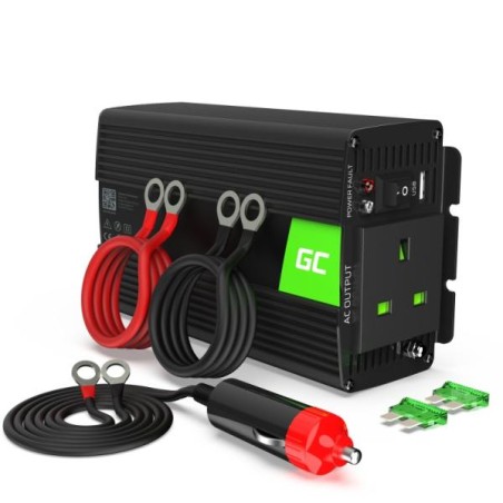 Green Cell měnič napětí z 24V na 230V, 500W/1000W, modifikovaný sinus, UK zásuvka