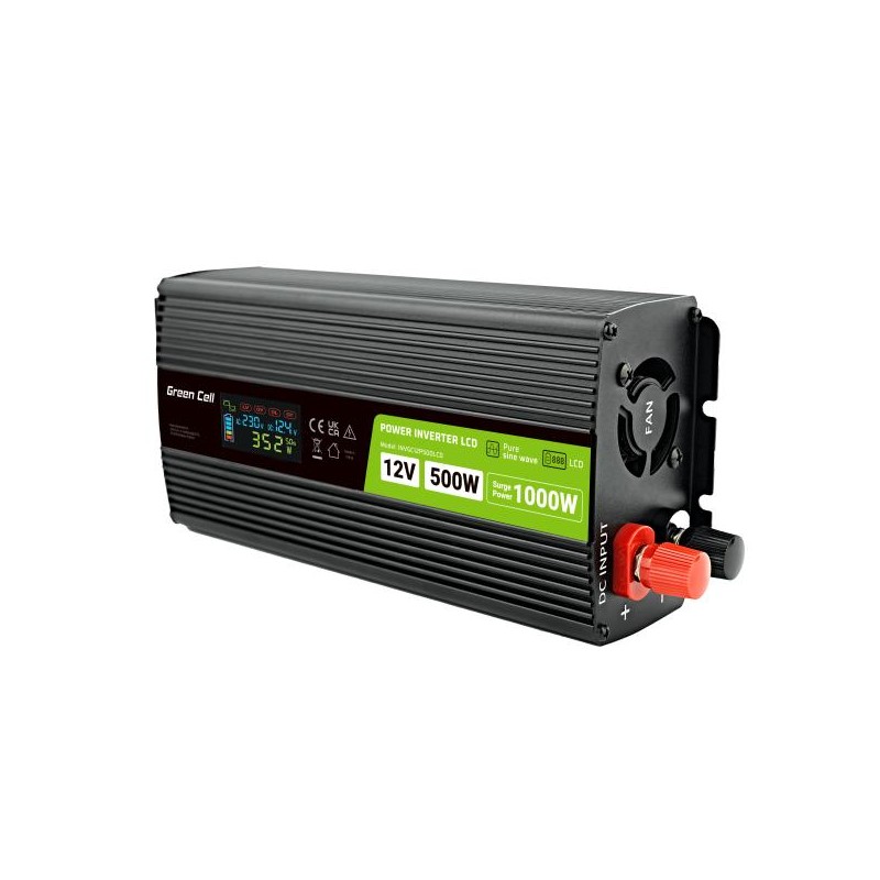Green Cell PowerInverter 12V to 230V, 500W/1000W měnič napětí