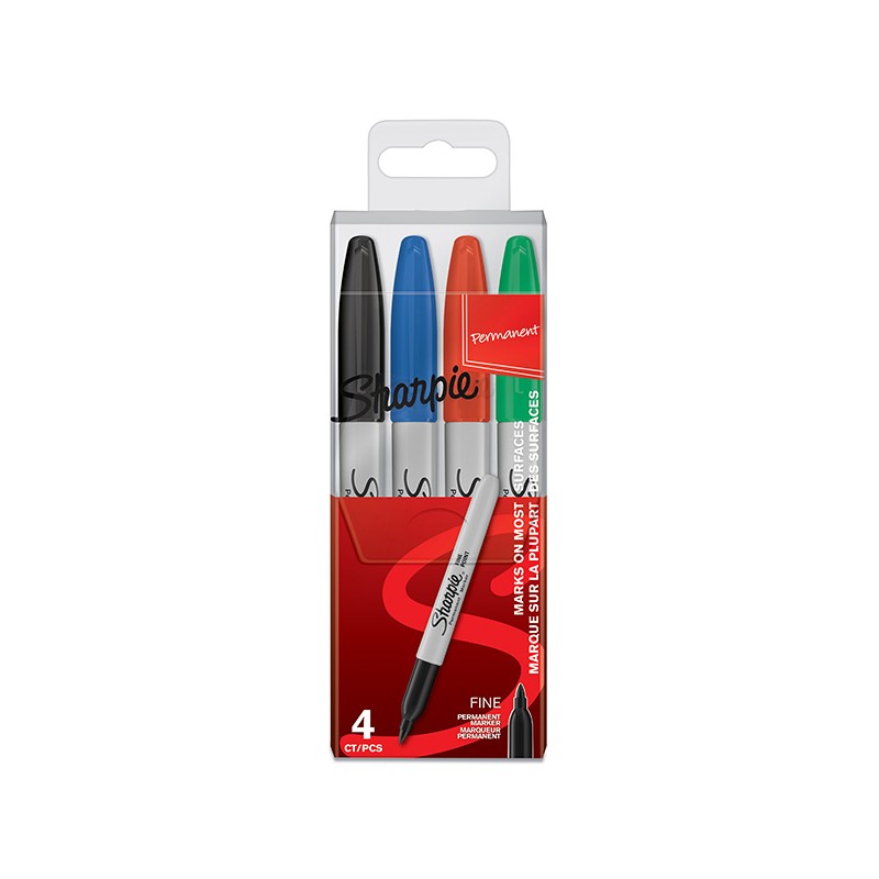 Sharpie, popisovač Fine, mix barev, 4ks, 0.9mm, permanentní, blistr, DOPRODEJ
