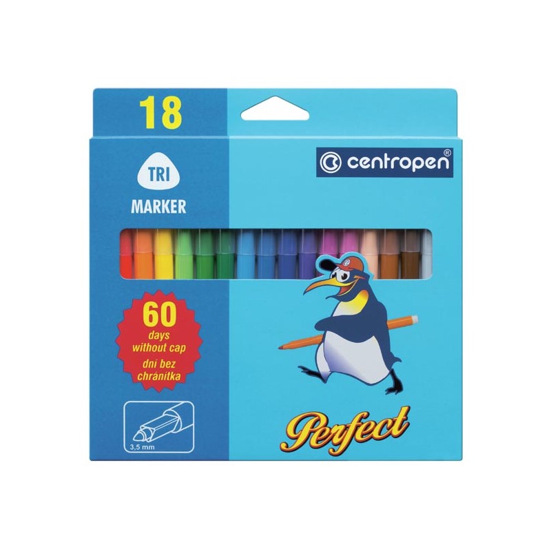 Centropen, sada popisovačů 2510, 18ks, 2.3mm, zdravotně nezávadný vypratelný inkoust