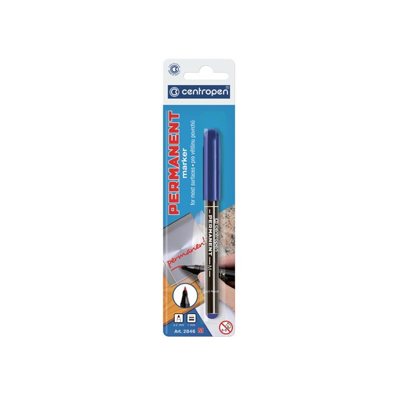 Centropen, marker 2846, modrý, 20ks, 1mm, alkoholová báze, cena za 1ks