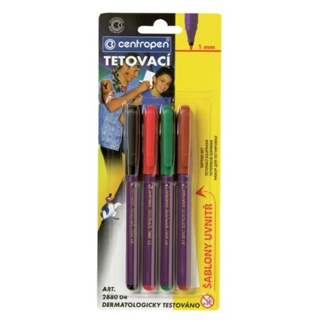 Centropen, popisovač 2880, color, 4ks, 1mm, dermatologicky testovaný inkoust