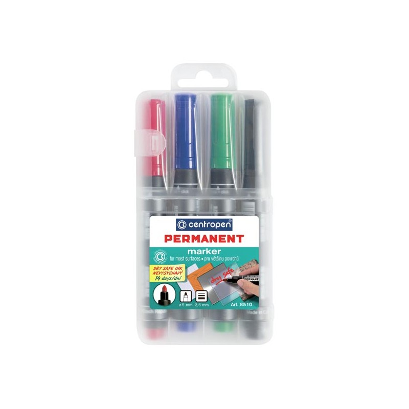 Centropen, sada marker 8510, color, 4ks, 2.5mm, alkoholová báze, cena za 1ks