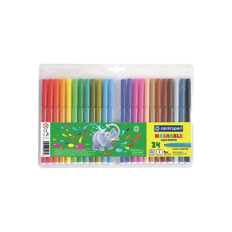 Centropen, sada popisovačů 7790, color, 24ks, 1mm, válcový hrot odolný proti zatlačení