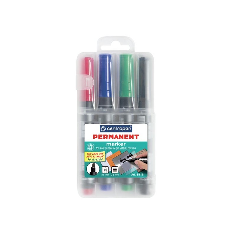 Centropen, sada marker 8516, color, 4ks, 2.5mm, alkoholová báze, cena za 1ks