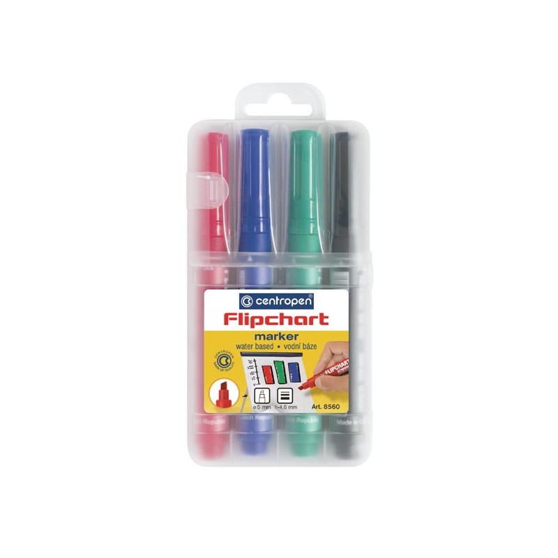 Centropen, sada flipchart marker 8560, color, 4ks, 1-4,6mm, nepropíjí se papírem