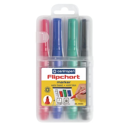 Centropen, sada flipchart marker 8560, color, 4ks, 1-4,6mm, nepropíjí se papírem
