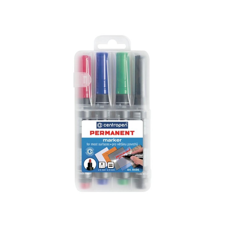 Centropen, sada marker 8566, color, 4ks, 2.5mm, alkoholová báze