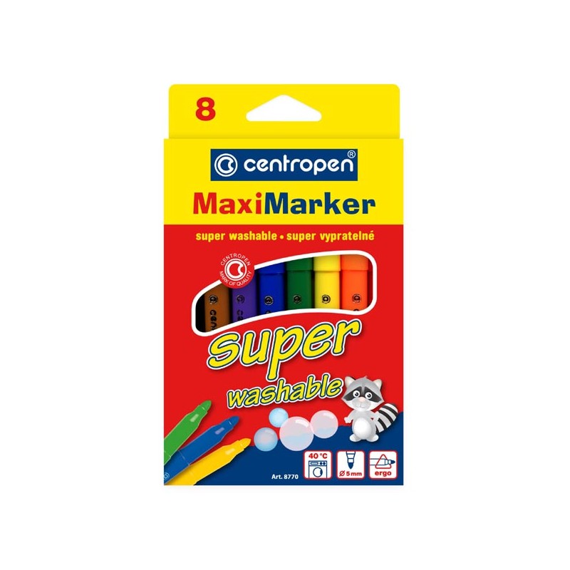 Centropen, sada popisovačů 8770, color, 8ks, 2.5mm, zdravotně nezávadný inkoust