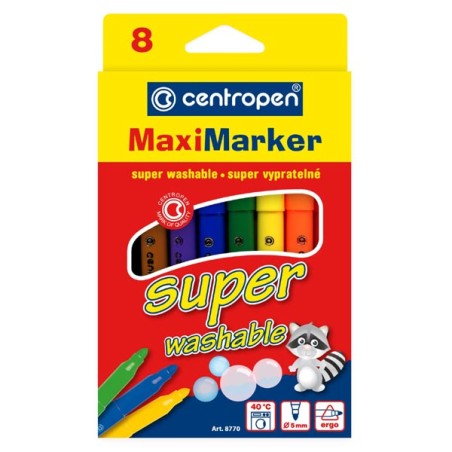 Centropen, sada popisovačů 8770, color, 8ks, 2.5mm, zdravotně nezávadný inkoust