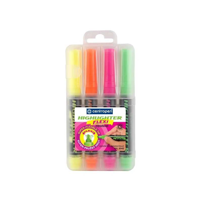 Centropen, sada zvýrazňovačů 8542, color, 4ks, 1.5mm, se super pružným hrotem
