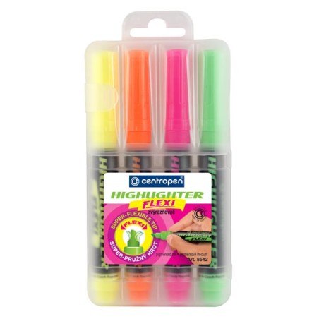 Centropen, sada zvýrazňovačů 8542, color, 4ks, 1.5mm, se super pružným hrotem