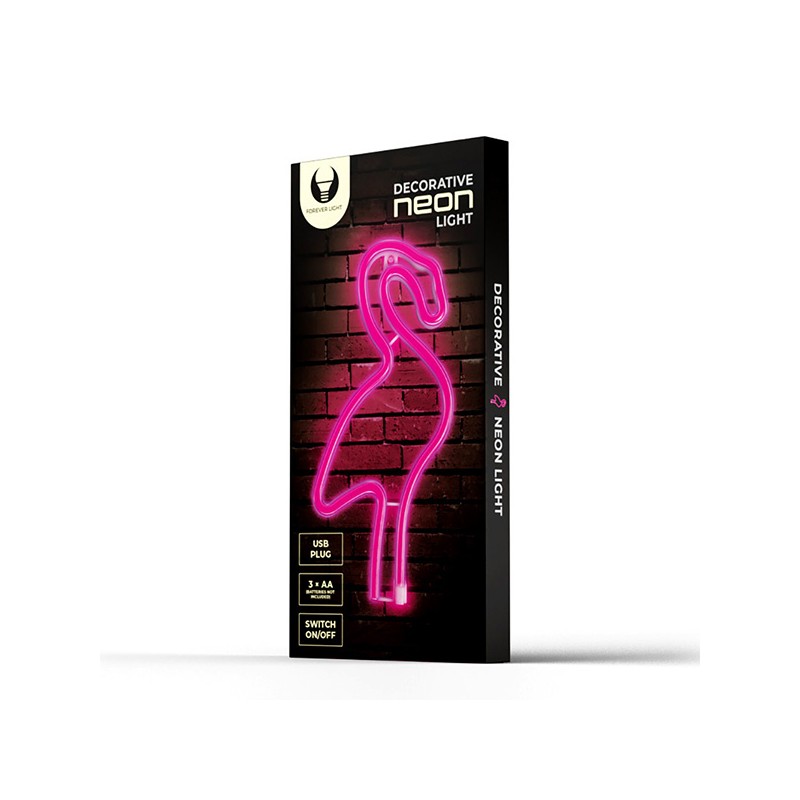 Neon LED Light Flamingo pink Bat + USB FLNE18 Forever Light