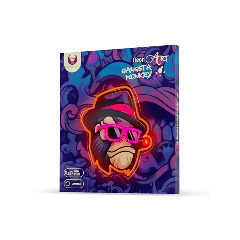 Neon ART LED GANGSTA MONKEY multicolor FLA03 Forever Light