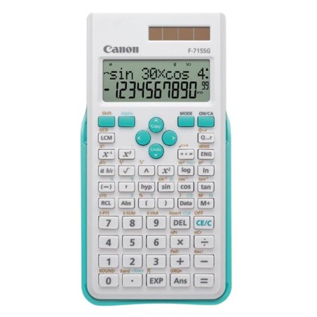 Canon Kalkulačka F-715SG, bílá, školní, dvanáctimístná, s modrým krytem