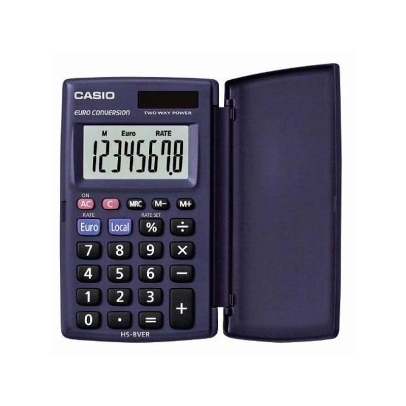 Casio Kalkulačka HS 8 VER, černá, kapesní, osmimístná, velký displej