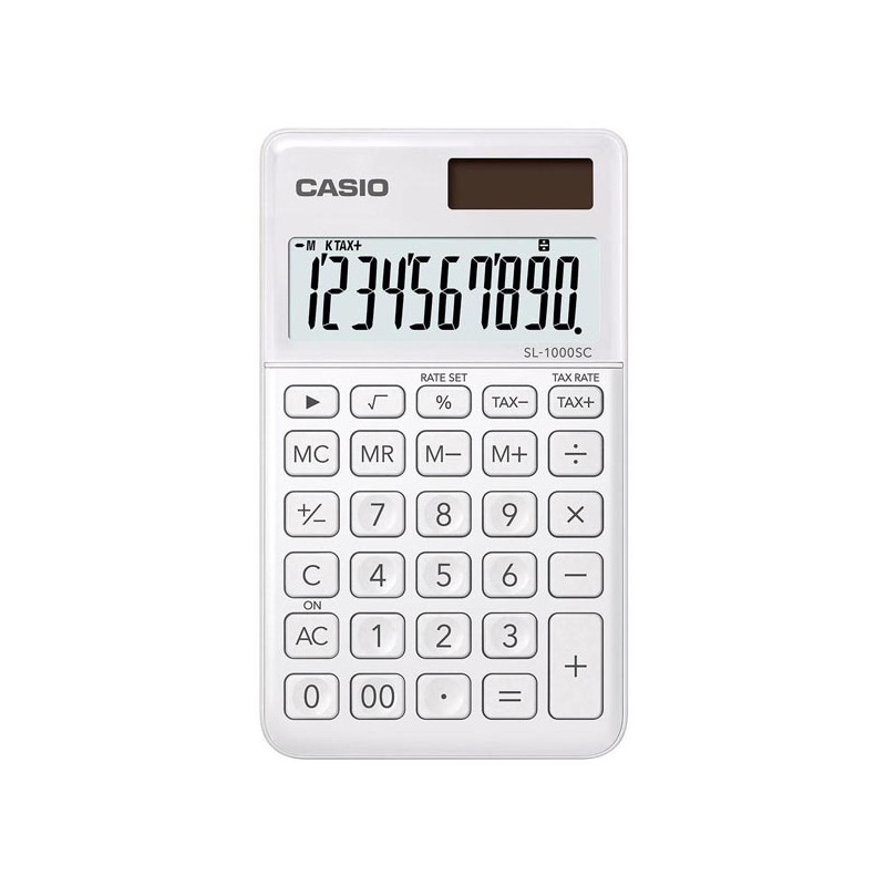 Casio Kalkulačka SL 1000 SC WE, bílá, desetimístná, duální napájení