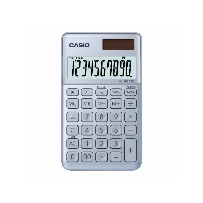 Casio Kalkulačka SL 1000 SC BU, stříbrná, desetimístná, duální napájení