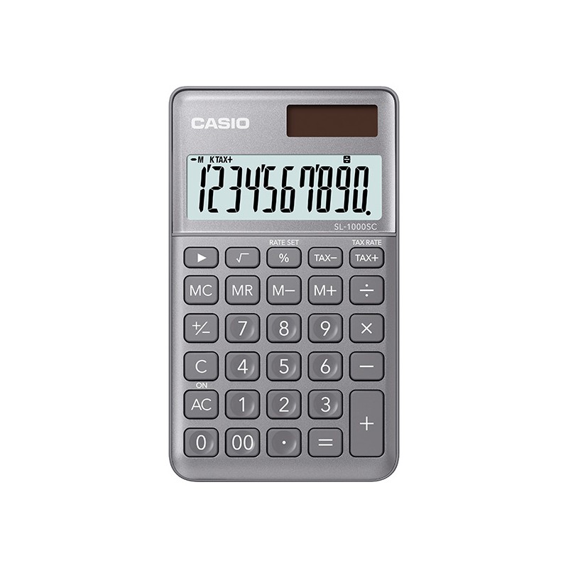 Casio Kalkulačka SL 1000 SC GY, stříbrná, kapesní, desetimístná