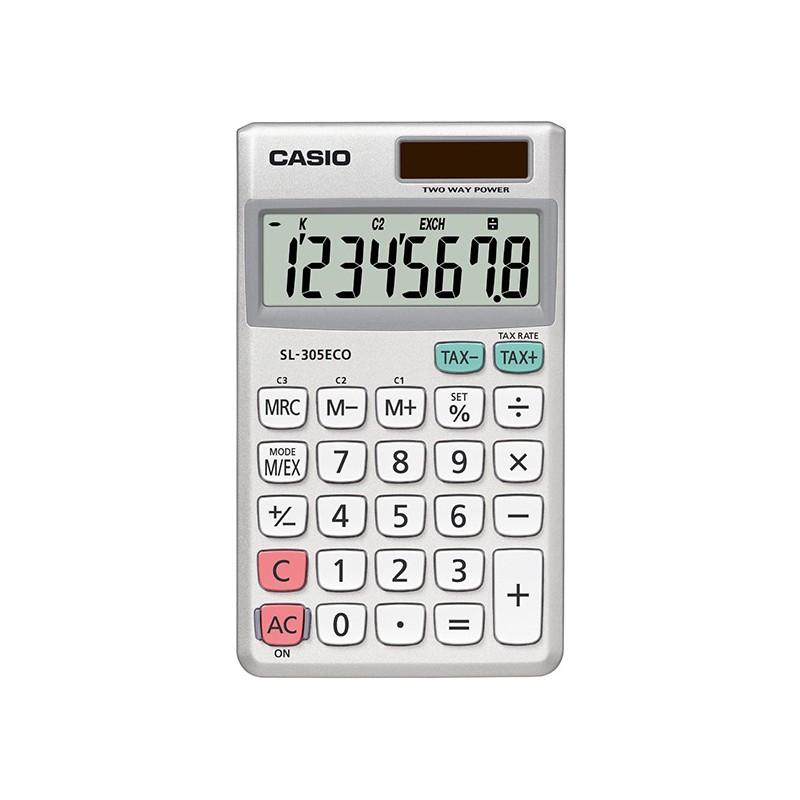Casio Kalkulačka SL 305 ECO, stříbrná, kapesní, osmimístná