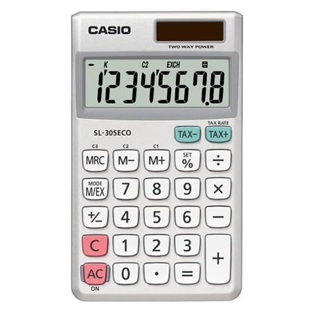 Casio Kalkulačka SL 305 ECO, stříbrná, kapesní, osmimístná