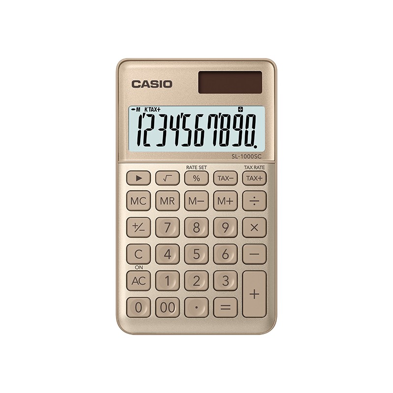 Casio Kalkulačka SL 1000 SC GD, zlatá, kapesní, desetimístná