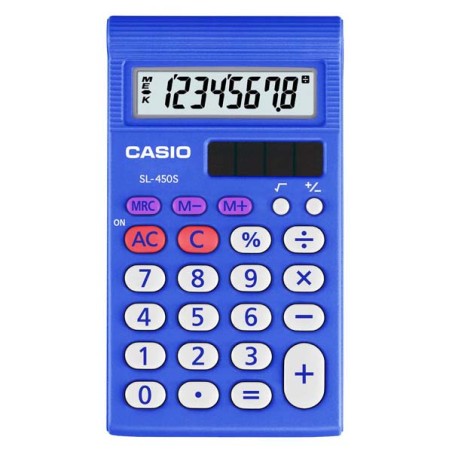 Casio Kalkulačka SL 450 S, modrá, kapesní, osmimístná