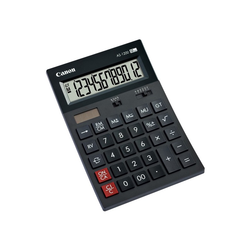 Canon kalkulačka AS-1200, 4599B001, černá, polostolní, dvanáctimístná, výpočet DPH, celkový součet