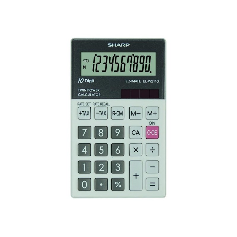 Sharp Kalkulačka EL-W211GGY, šedá, kapesní, desetimístná