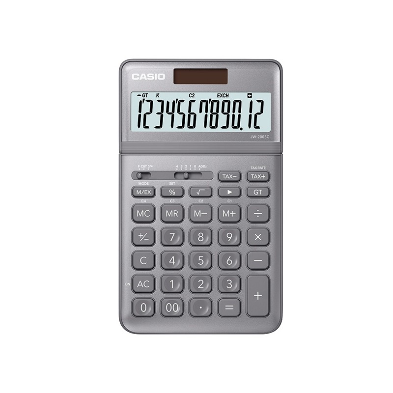 Casio Kalkulačka JW 200 SC GY, šedá, stolní, dvanáctimístná