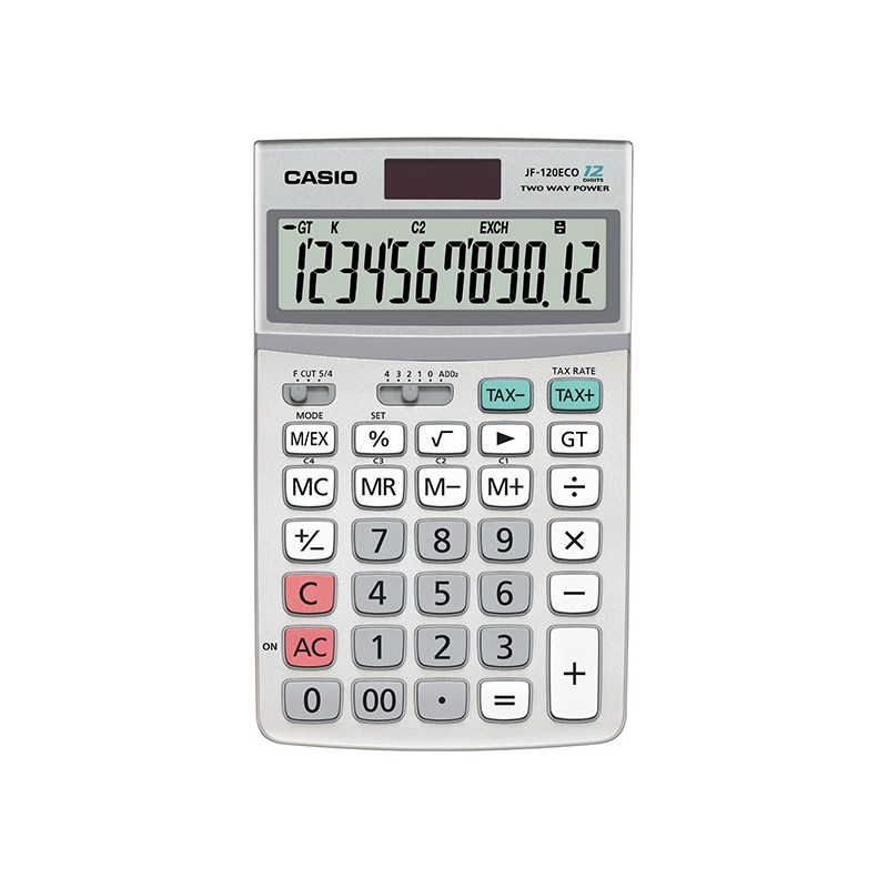 Casio Kalkulačka JF 120 ECO, stříbrná, stolní, dvanáctimístná